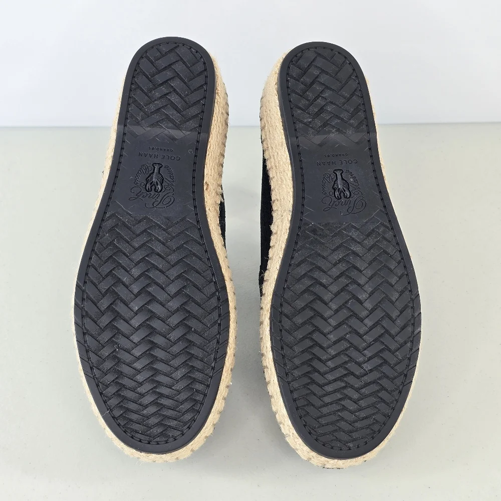 Cole Haan Cloudfeel Stitchlite Espadrille Slip-On Flats Black Knit Size 5.5